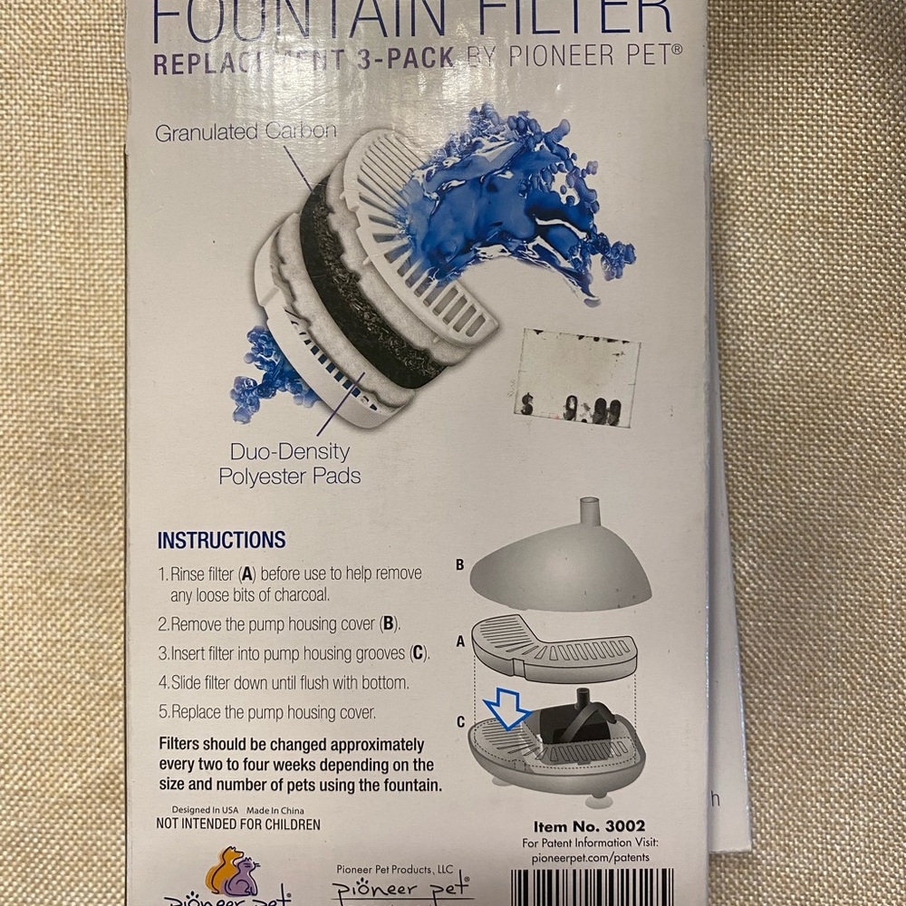 PIONEER White Fountain Filter Replacement Pack - 2 packs - Picture 2 of 3